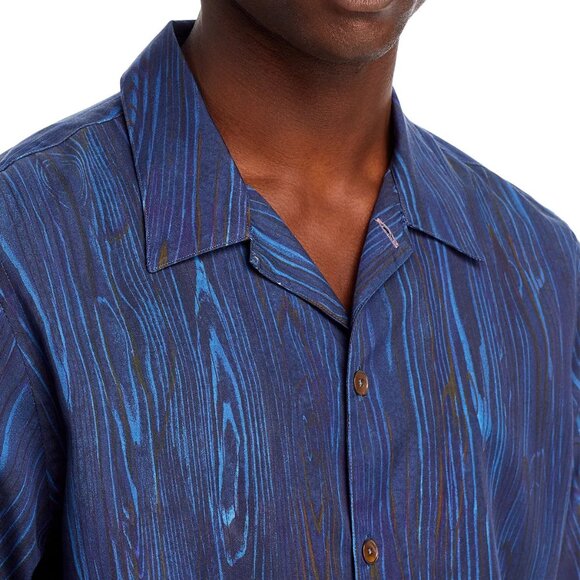 Paul Smith PS Men's Short Sleeve Abstract Print Button Shirt Casual Fit Blue M - Picture 2 of 7